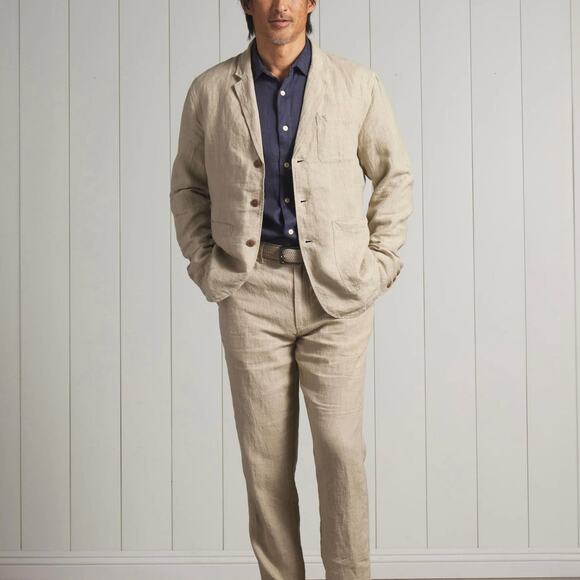 Grayers Aventura Washed Linen Safari Tan Blazer XXL NEW Beige Sport Coat Jacket